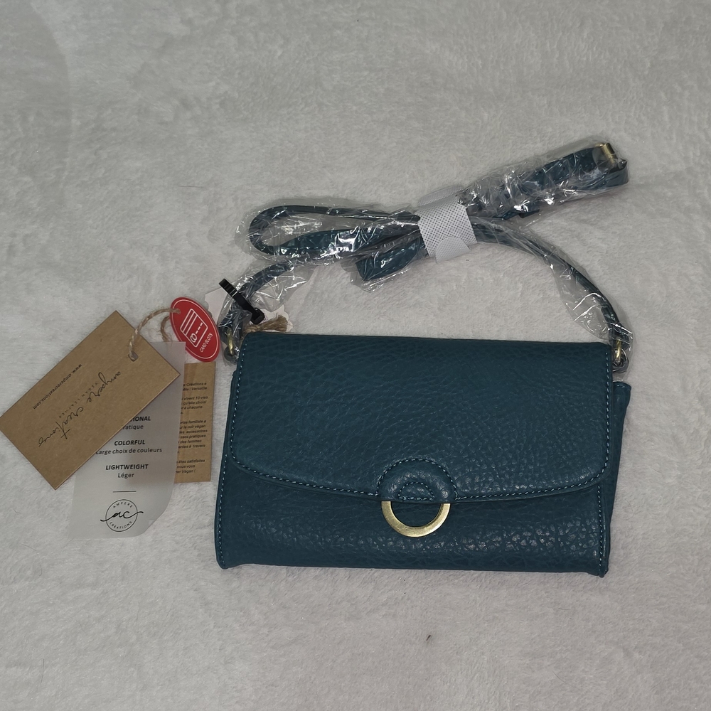 Ampere Creations Teal Soft Vegan leather Crossbody Bag Wallet